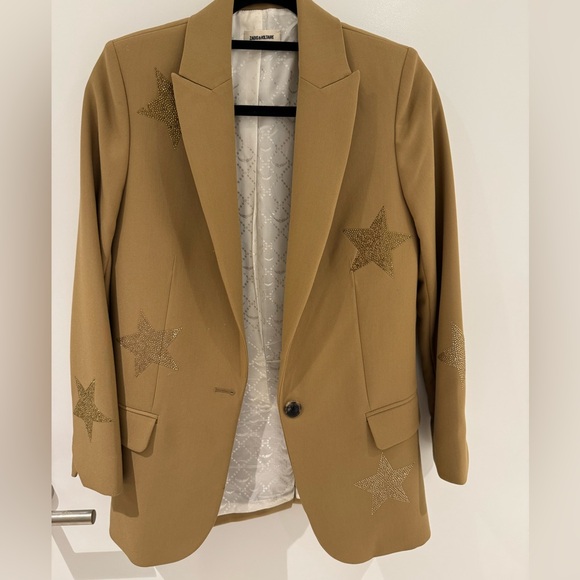 Zadig & Voltaire Viva Etoiles Star Strass Blazer Jacket Size 34 - Picture 2 of 13